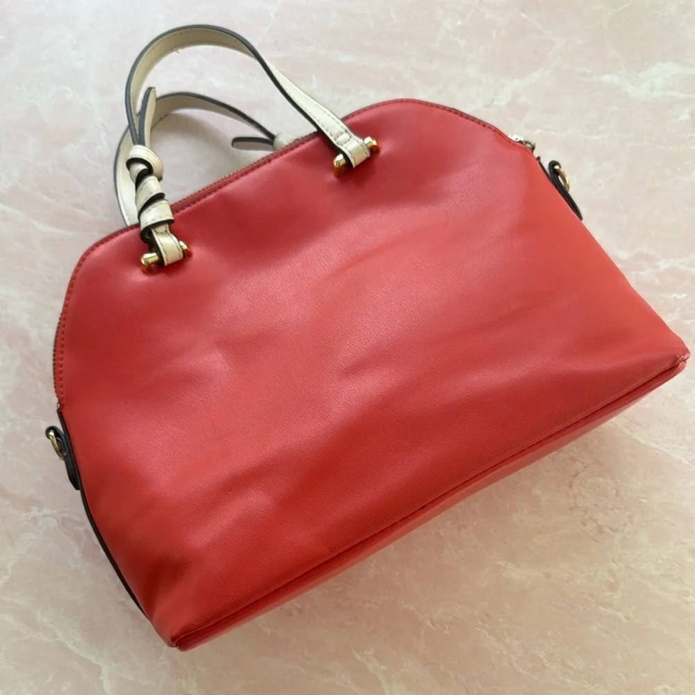 Nanette Lepore Orange and Ivory Satchel Bag